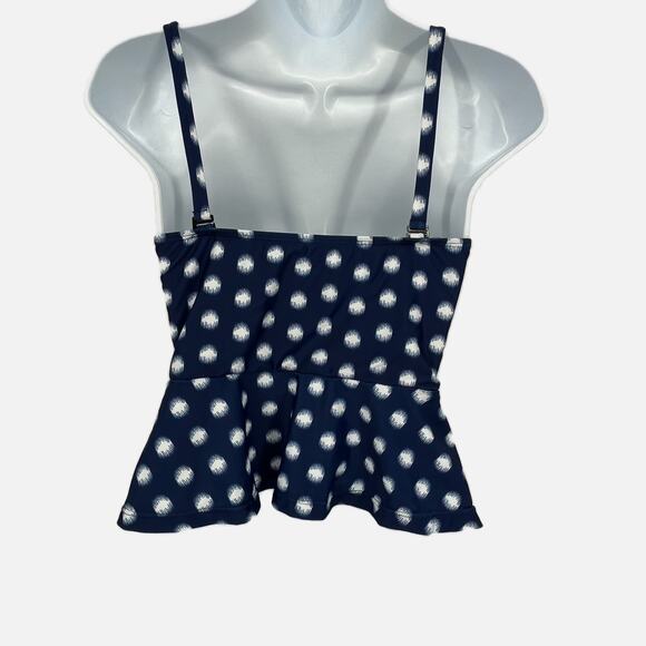Bikini Swimsuit Peplum Top with Burst Circle Print in Blue and White Size XS - Picture 6 of 8